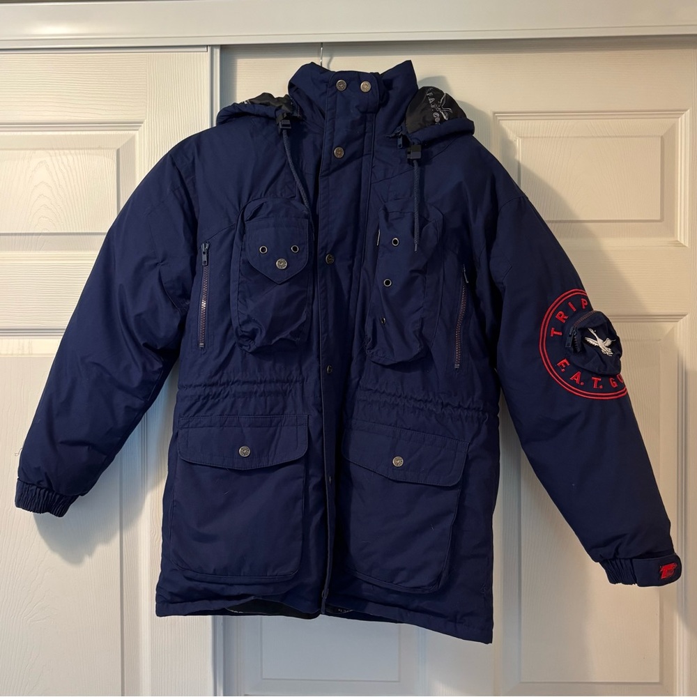 VTG Triple FAT Goose Down Jacket, Navy, Size 16/18